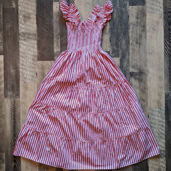 Hill House The Ellie Nap Dress XXS Red Stripe Midi - Picture 2 of 6